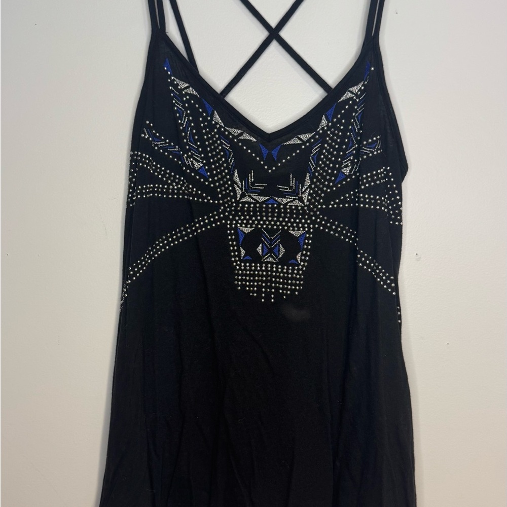 Express Black Camisole with Blue Embellishments